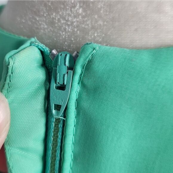 VINTAGE 60s dress chiffon mint green tiered puff sleeve hostess S - Picture 7 of 16